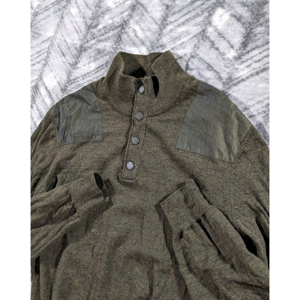 Hugo Boss Merino Superfine 1/4 Snap Knit  Regular Fit Sweater Olive Womens Large